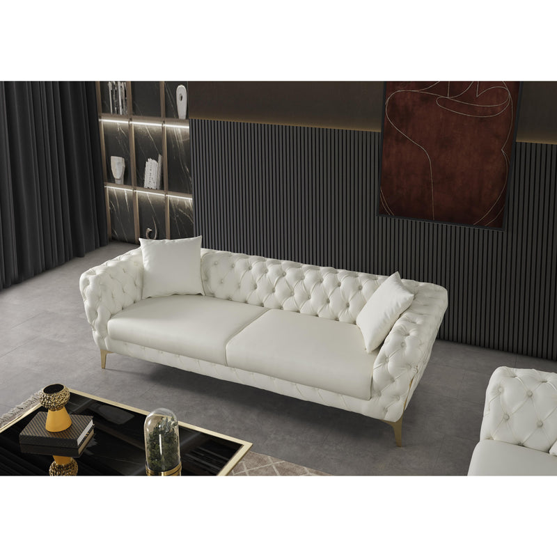 Meridian Aurora Cream Vegan Leather Loveseat IMAGE 9