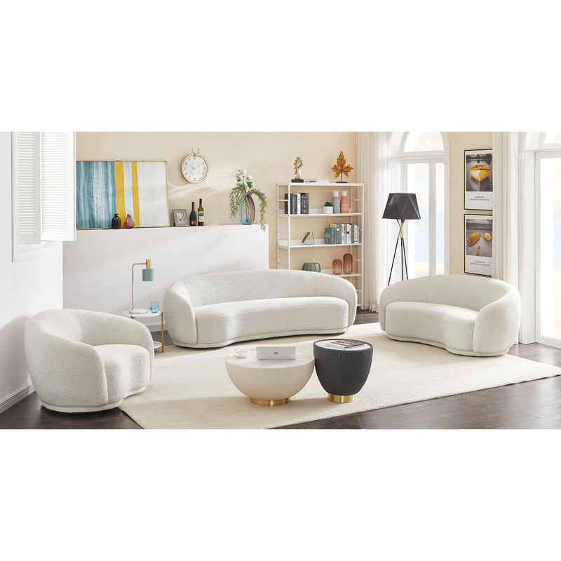 Meridian Hyde Cream Boucle Fabric Loveseat IMAGE 13