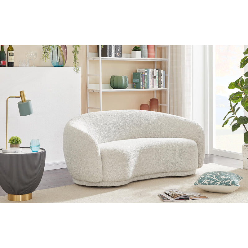 Meridian Hyde Cream Boucle Fabric Loveseat IMAGE 2