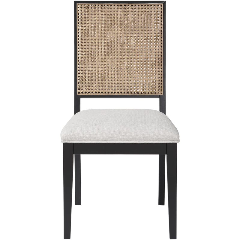 Meridian Butterfly Cream Linen Textured Fabric Dining Chair IMAGE 4