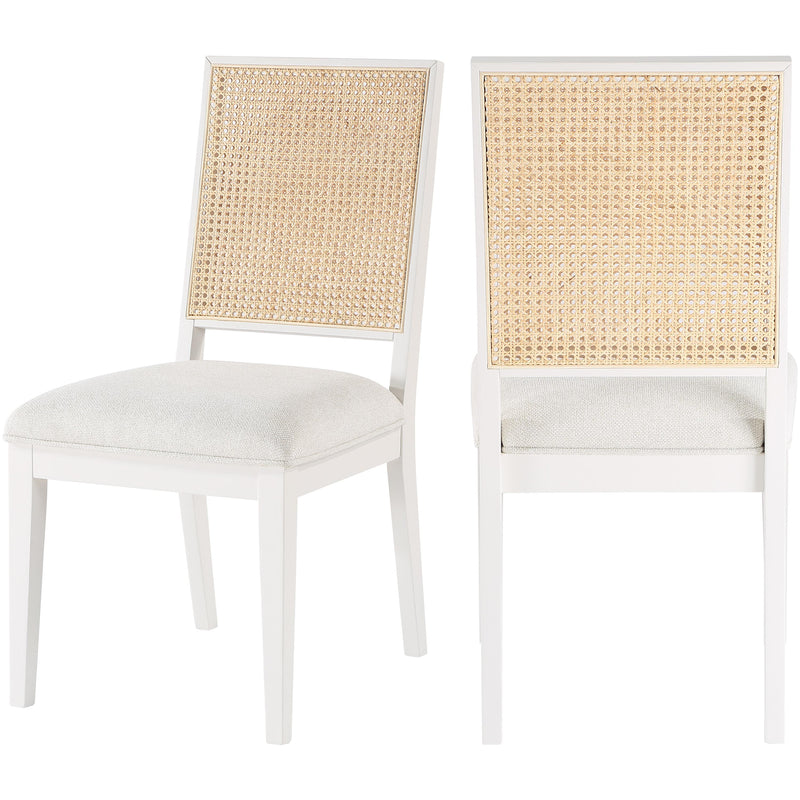 Meridian Butterfly Cream Linen Textured Fabric Dining Chair IMAGE 1