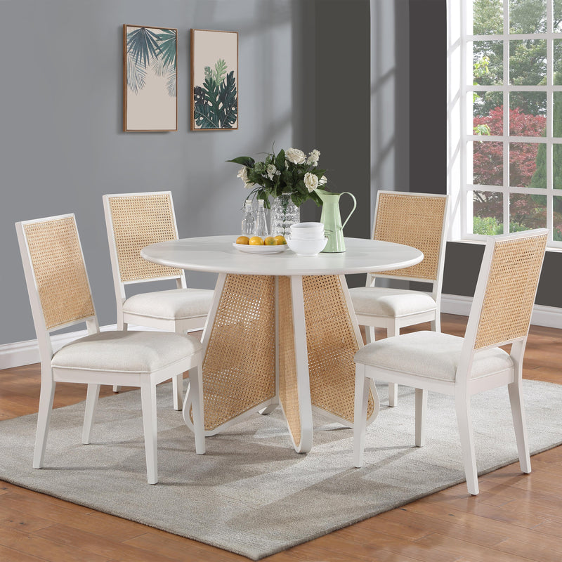 Meridian Butterfly Cream Linen Textured Fabric Dining Chair IMAGE 8