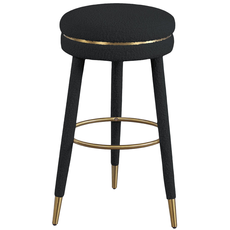 Meridian Coral Black Boucle Fabric Bar Stool IMAGE 1