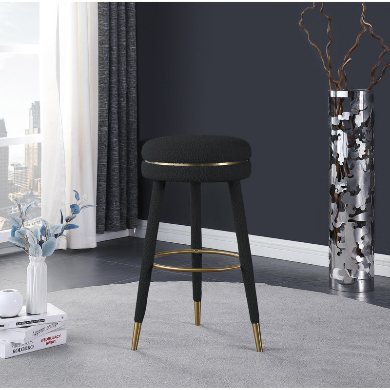 Meridian Coral Black Boucle Fabric Bar Stool IMAGE 2