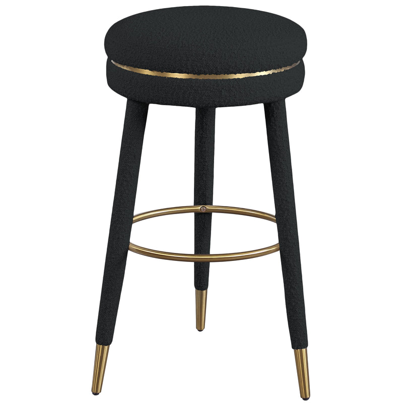 Meridian Coral Black Boucle Fabric Bar Stool IMAGE 3