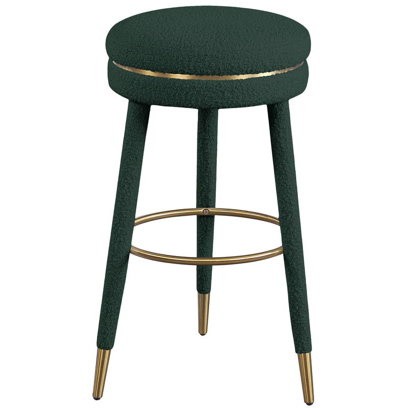 Meridian Coral Green Boucle Fabric Bar Stool IMAGE 1