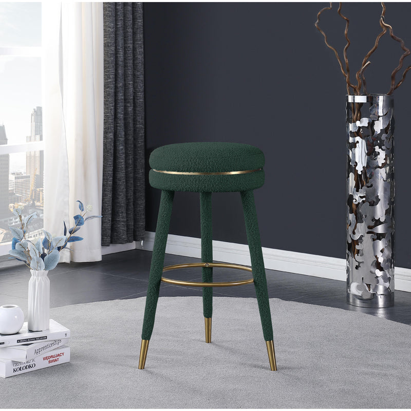 Meridian Coral Green Boucle Fabric Bar Stool IMAGE 2