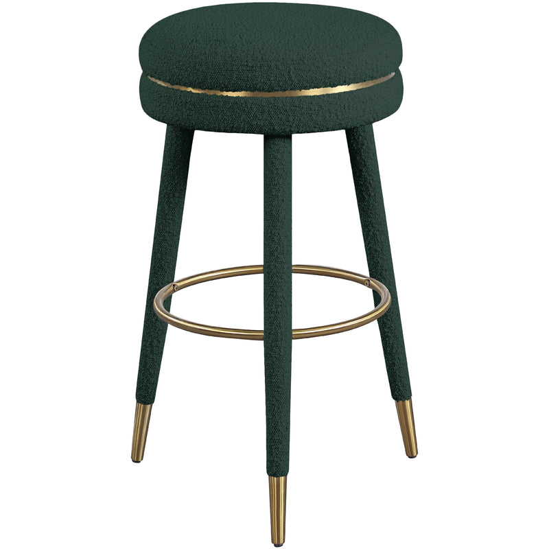 Meridian Coral Green Boucle Fabric Bar Stool IMAGE 3