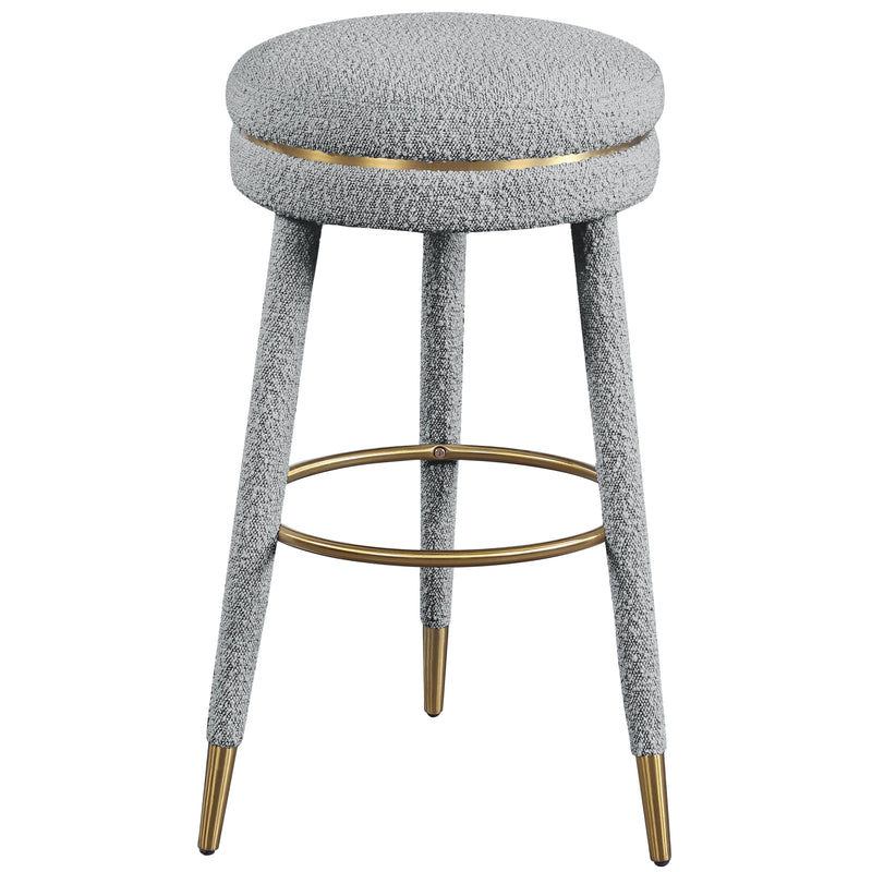 Meridian Coral Grey Boucle Fabric Bar Stool IMAGE 3