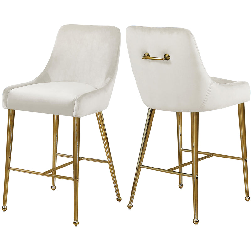 Meridian Owen Cream Velvet Stool IMAGE 1