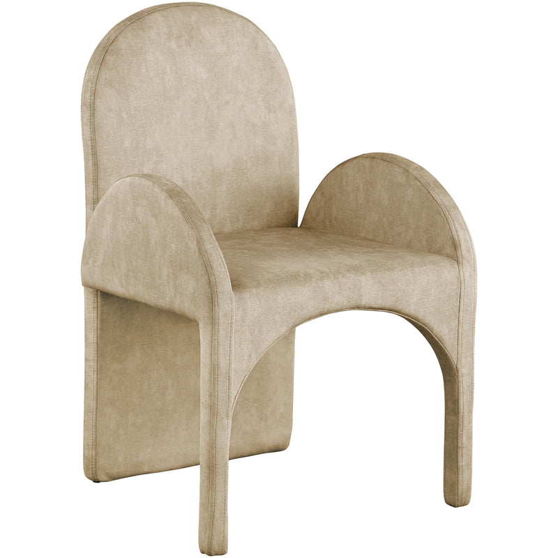 Meridian Summer Beige Velvet Dining Arm Chair IMAGE 3