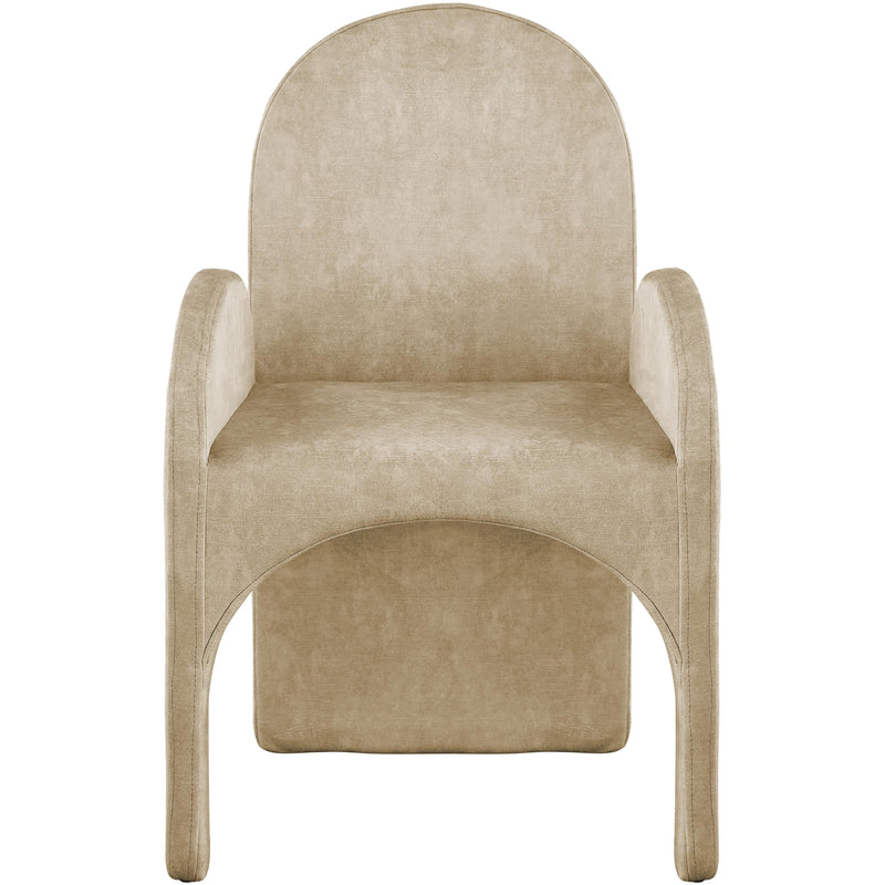 Meridian Summer Beige Velvet Dining Arm Chair IMAGE 4