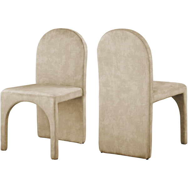 Meridian Summer Beige Velvet Dining Side Chair IMAGE 1