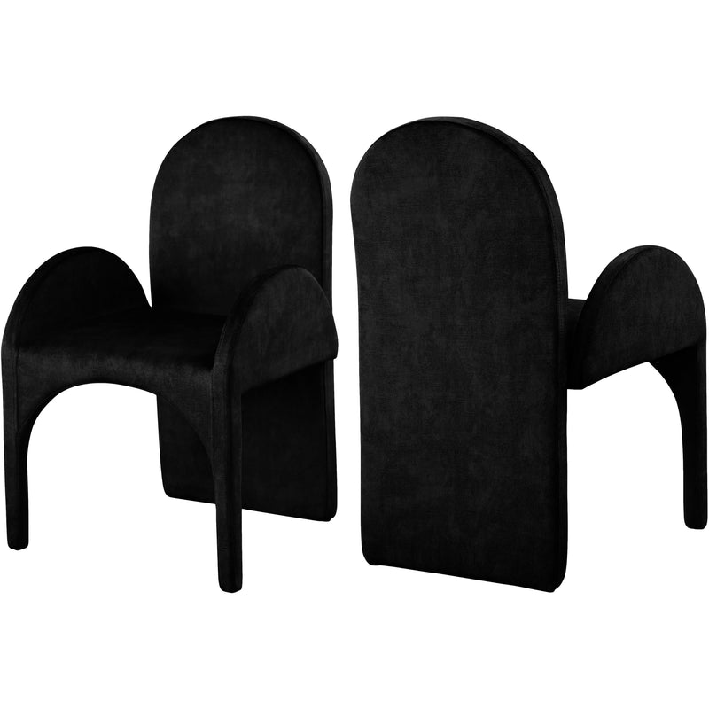 Meridian Summer Black Velvet Dining Arm Chair IMAGE 1