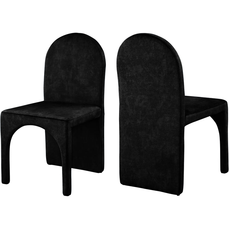 Meridian Summer Black Velvet Dining Side Chair IMAGE 1