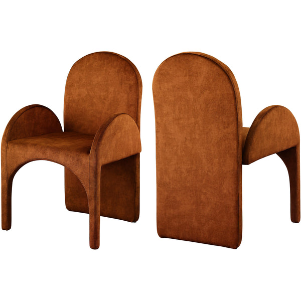 Meridian Summer Cognac Velvet Dining Arm Chair IMAGE 1