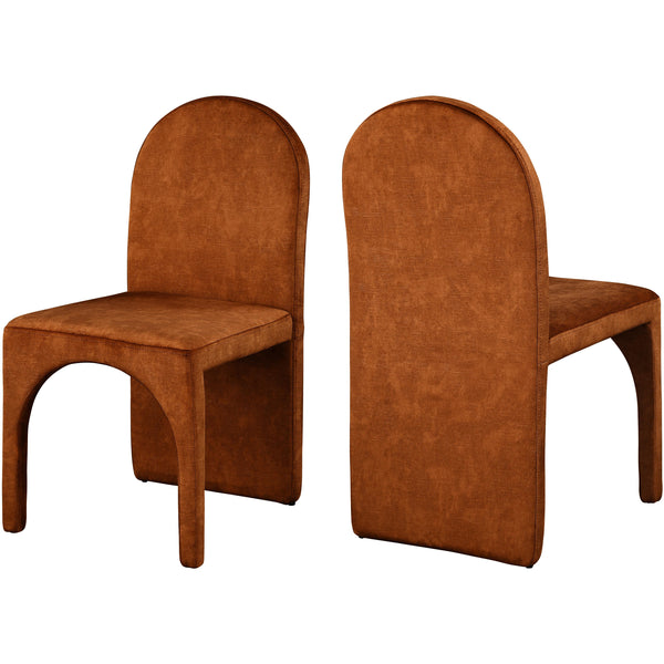 Meridian Summer Cognac Velvet Dining Side Chair IMAGE 1