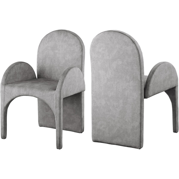 Meridian Summer Grey Velvet Dining Arm Chair IMAGE 1