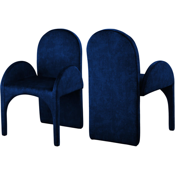 Meridian Summer Navy Velvet Dining Arm Chair IMAGE 1