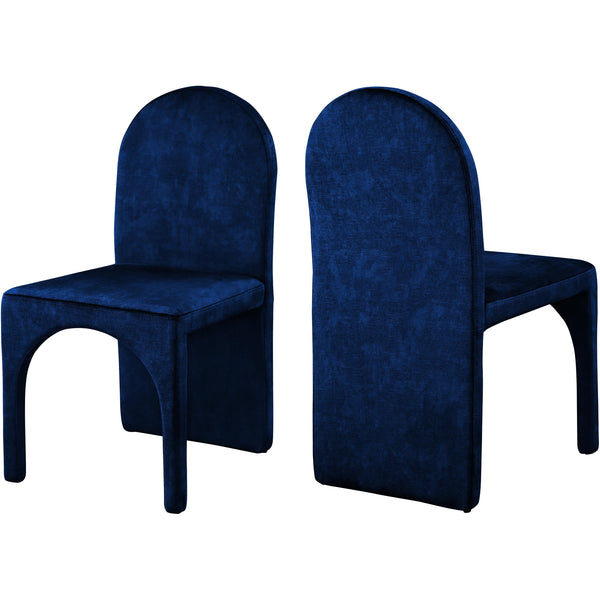 Meridian Summer Navy Velvet Dining Side Chair IMAGE 1