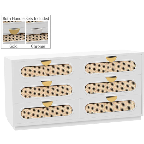 Meridian Cane White Dresser IMAGE 1