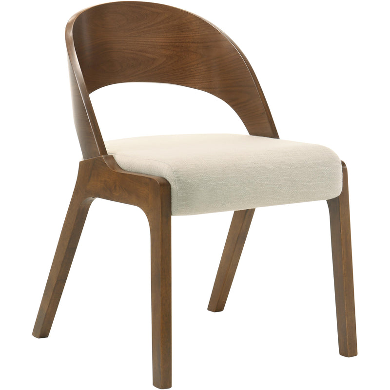 Meridian Woodson Beige Linen Textured Fabric Dining Chair IMAGE 3