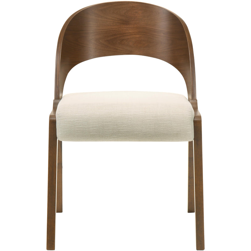 Meridian Woodson Beige Linen Textured Fabric Dining Chair IMAGE 4