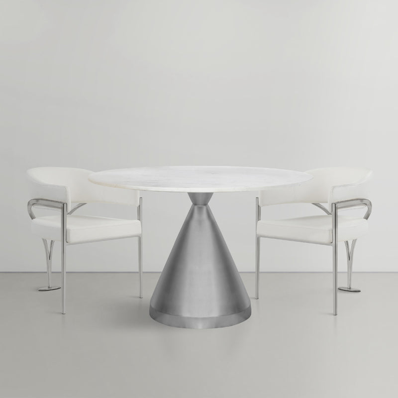 Meridian Emery White Marble Dining Table IMAGE 2