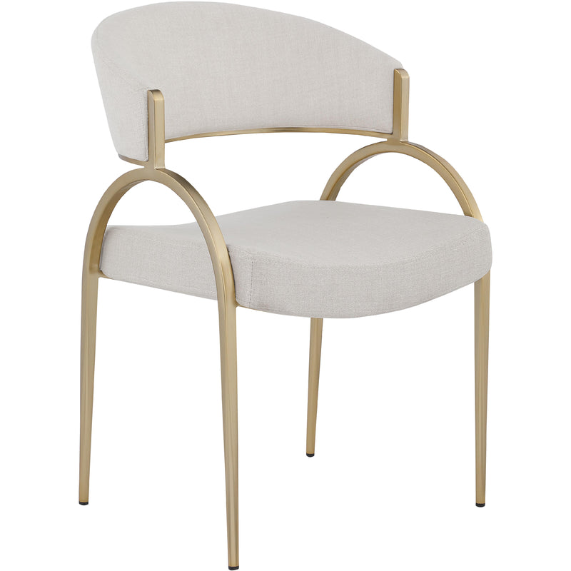 Meridian Privet Beige Linen Textured Fabric Dining Chair IMAGE 3