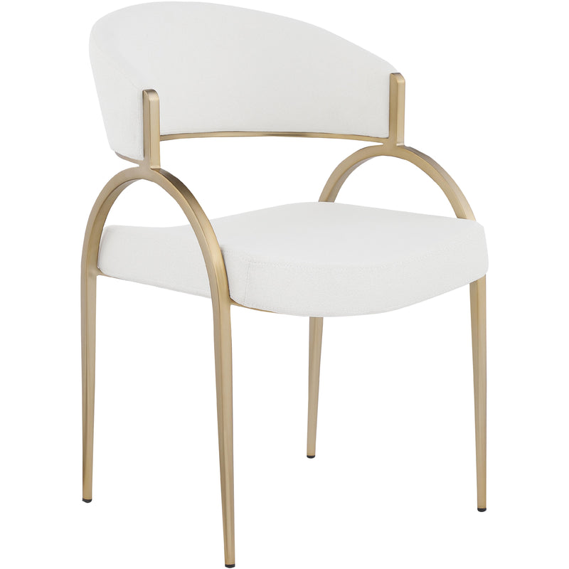 Meridian Privet Cream Linen Textured Fabric Dining Chair IMAGE 3