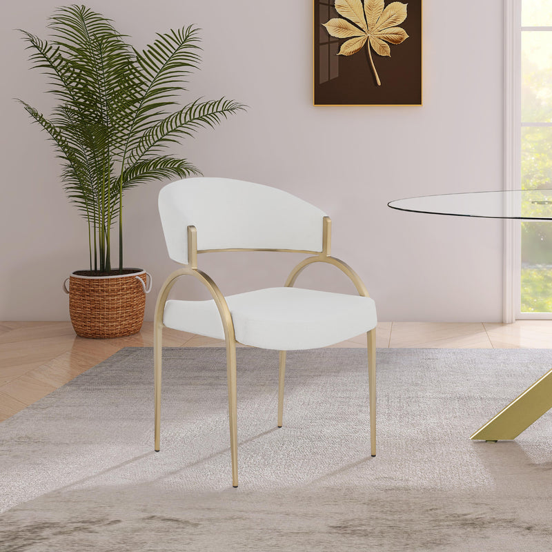 Meridian Privet Cream Linen Textured Fabric Dining Chair IMAGE 6