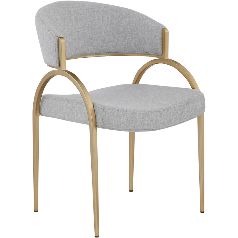 Meridian Privet Grey Linen Textured Fabric Dining Chair IMAGE 3