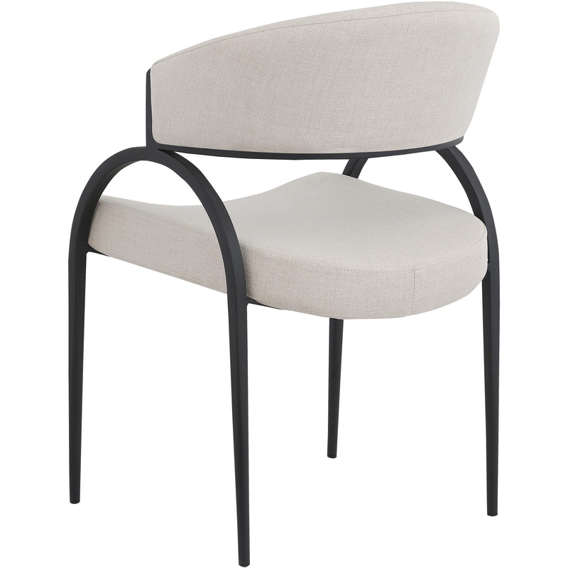 Meridian Privet Beige Linen Textured Fabric Dining Chair IMAGE 2