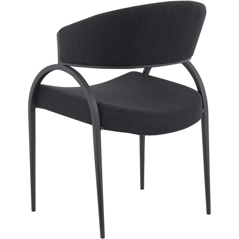 Meridian Privet Black Linen Textured Fabric Dining Chair IMAGE 2