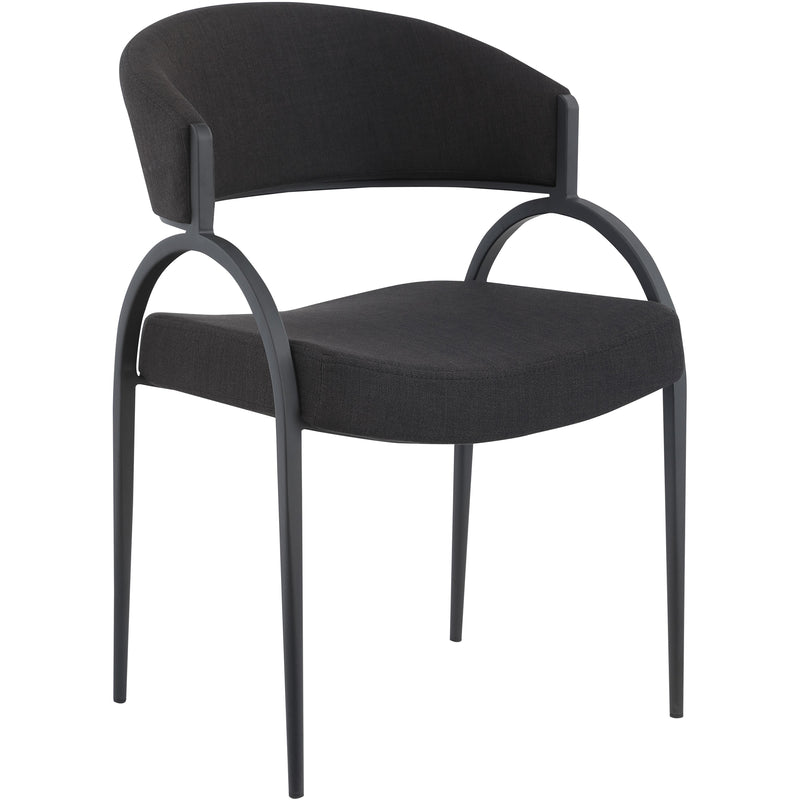 Meridian Privet Black Linen Textured Fabric Dining Chair IMAGE 3