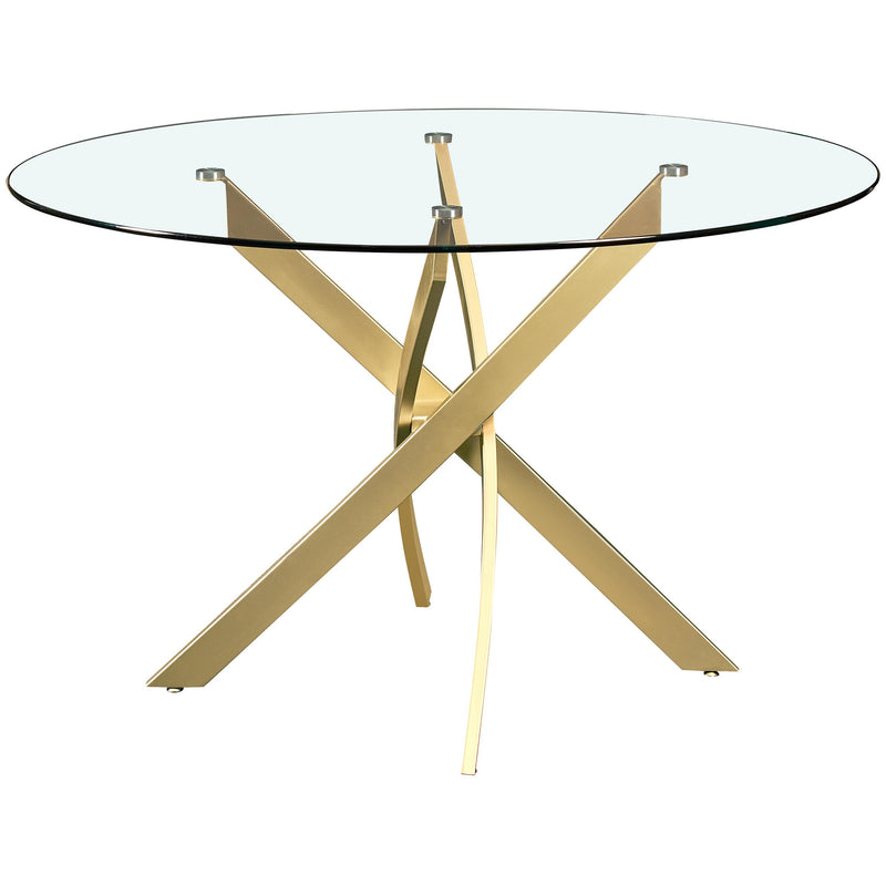 Meridian Xander Brushed Gold Dining Table IMAGE 1