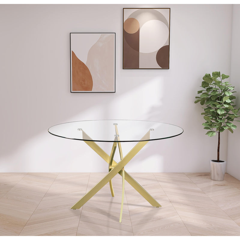 Meridian Xander Brushed Gold Dining Table IMAGE 2