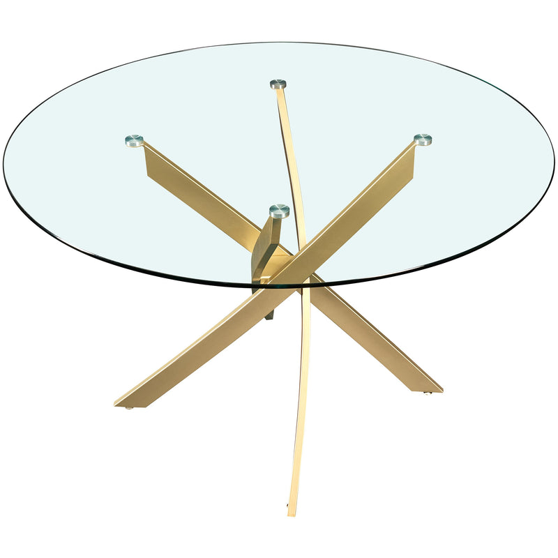 Meridian Xander Brushed Gold Dining Table IMAGE 3