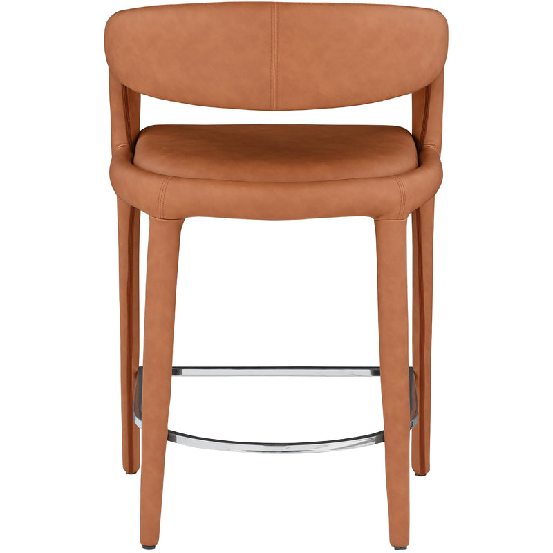 Meridian Sylvester Cognac Vegan Leather Stool IMAGE 2