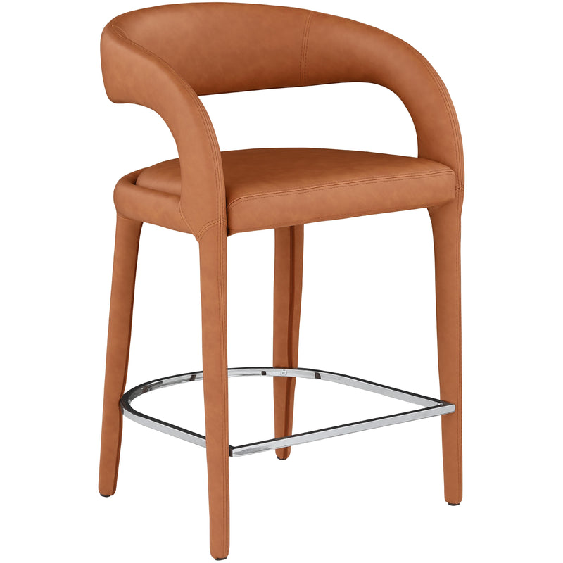 Meridian Sylvester Cognac Vegan Leather Stool IMAGE 3