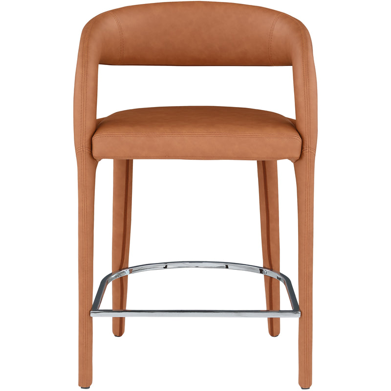 Meridian Sylvester Cognac Vegan Leather Stool IMAGE 4