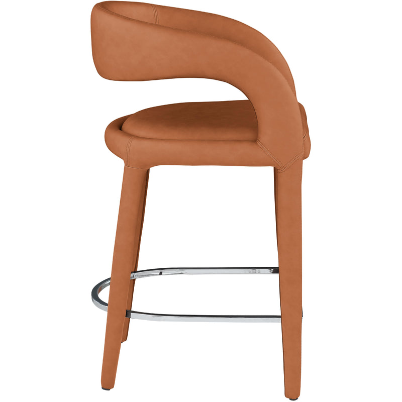 Meridian Sylvester Cognac Vegan Leather Stool IMAGE 5