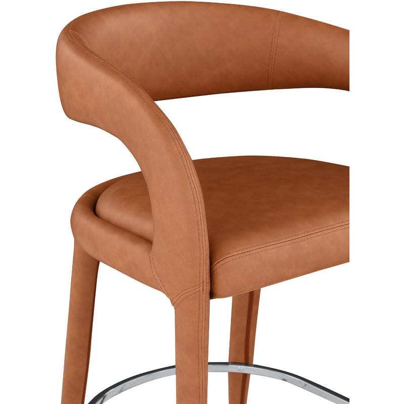 Meridian Sylvester Cognac Vegan Leather Stool IMAGE 7