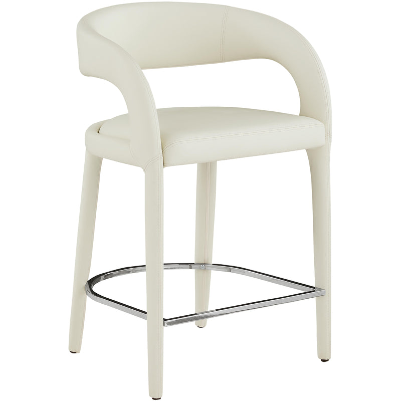 Meridian Sylvester Cream Vegan Leather Stool IMAGE 3