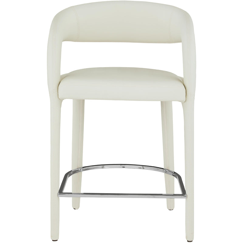 Meridian Sylvester Cream Vegan Leather Stool IMAGE 4