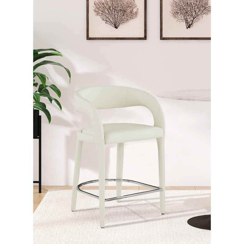 Meridian Sylvester Cream Vegan Leather Stool IMAGE 8