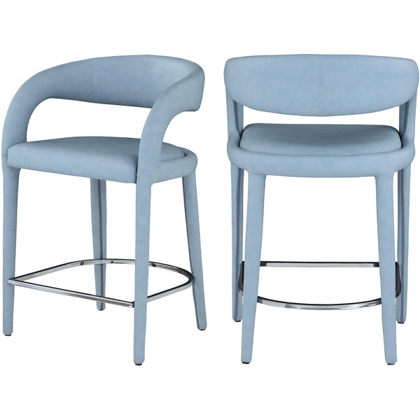 Meridian Sylvester Light Blue Vegan Leather Stool IMAGE 1