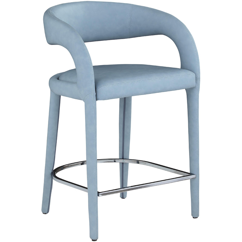 Meridian Sylvester Light Blue Vegan Leather Stool IMAGE 3