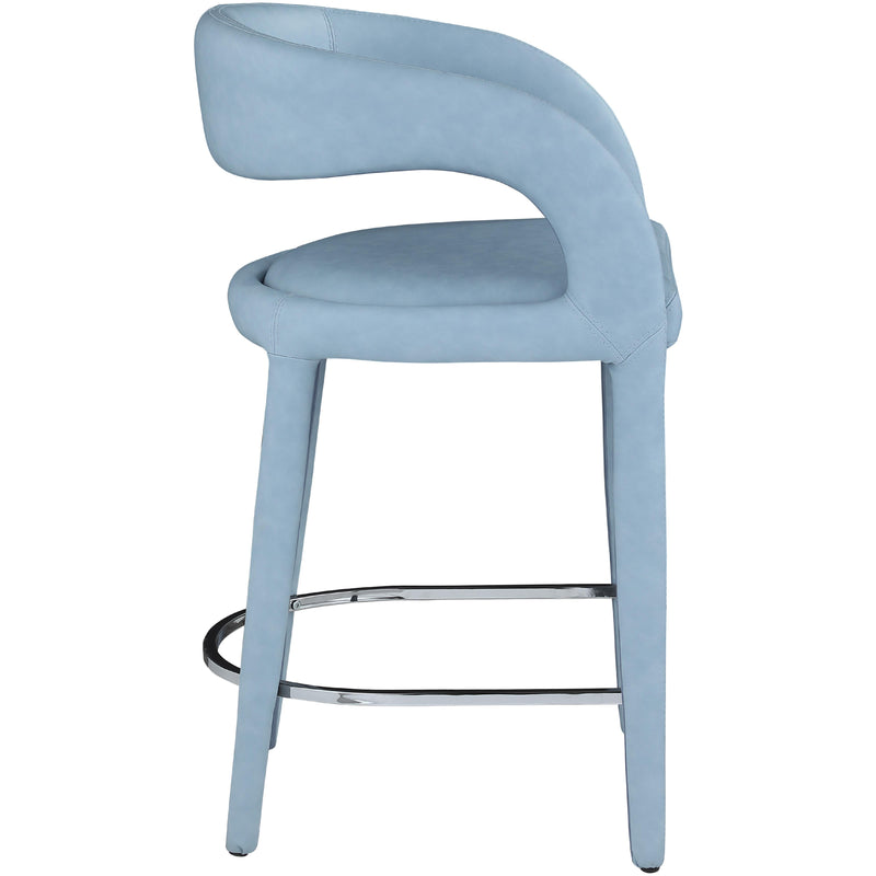 Meridian Sylvester Light Blue Vegan Leather Stool IMAGE 5