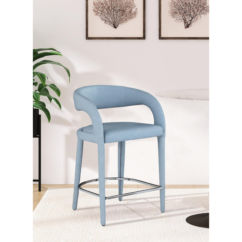 Meridian Sylvester Light Blue Vegan Leather Stool IMAGE 8